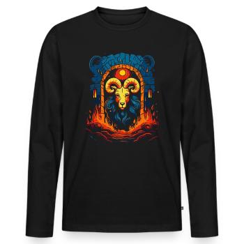 Le Donjon Billy Goat, - T-shirt manches longues Premium bio Homme - noir - Devant - Nico (187cm)