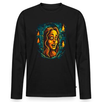 Die Schrecken der Horror-Frau im Kerker - Männer Premium Bio Langarmshirt - Schwarz - Vorne - Nico (187cm)