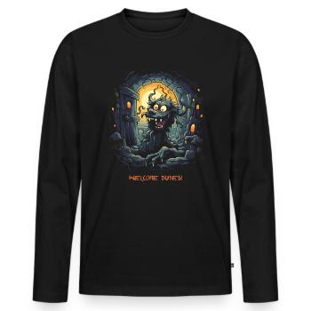 Bienvenue, Copains, Chien de Donjon - T-shirt manches longues Premium bio Homme - noir - Devant - Nico (187cm)