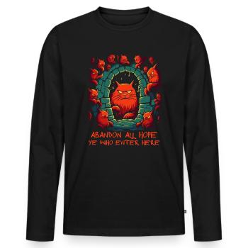 Abandonnez tout espoir dans le donjon du chat - T-shirt manches longues Premium bio Homme - noir - Devant - Nico (187cm)