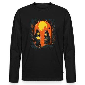 Anime Cats Girl dans le donjon des enfers - T-shirt manches longues Premium bio Homme - noir - Devant - Nico (187cm)