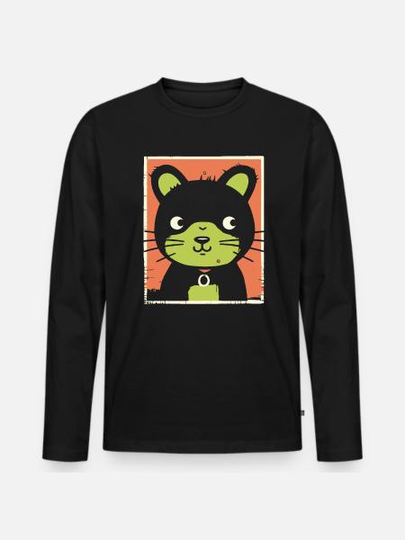 Funny Cartoon Bear - Men's Premium Organic Long Sleeve Shirt - black