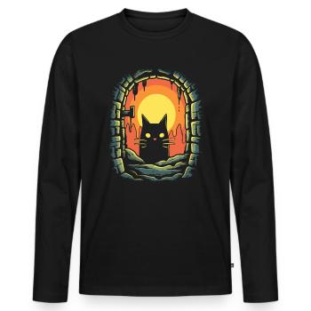 Entrez dans le donjon du chat - T-shirt manches longues Premium bio Homme - noir - Devant - Nico (187cm)