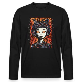 Ist das Kunst? Ein Cartoon-Porträt einer Frau - Männer Premium Bio Langarmshirt - Schwarz - Vorne - Nico (187cm)