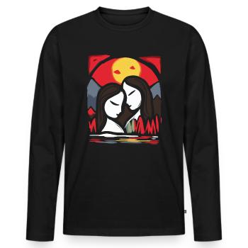 Est-ce que c’est de l’art, deux amoureux des couleurs vives - T-shirt manches longues Premium bio Homme - noir - Devant - Nico (187cm)