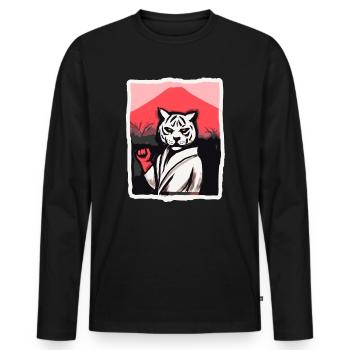 Arts martiaux : Kung Fu, Karaté, Tigre - T-shirt manches longues Premium bio Homme - noir - Devant - Nico (187cm)