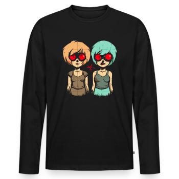 Japan Anime Manga Cartoon Mädchen - Männer Premium Bio Langarmshirt - Schwarz - Vorne - Nico (187cm)