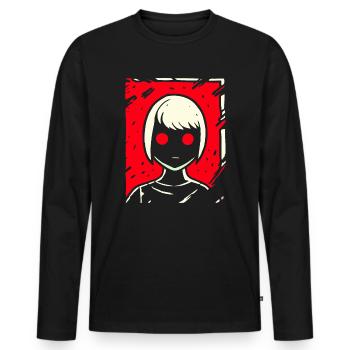 Cartoon Anime Manga Dark Girl - Men's Premium Organic Long Sleeve Shirt - black - Front - Nico (187cm)