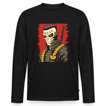 Cartoon Cyborg Roboter - Männer Premium Bio Langarmshirt - Schwarz - Vorne - Nico (187cm)