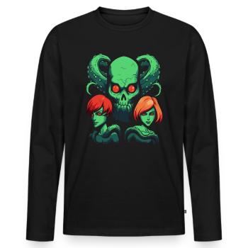 Dessins animés Amis de la pieuvre - T-shirt manches longues Premium bio Homme - noir - Devant - Nico (187cm)