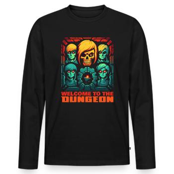 Welcome to the dungeon with skull and friends - Men's Premium Organic Long Sleeve Shirt - black - Front - Nico (187cm)