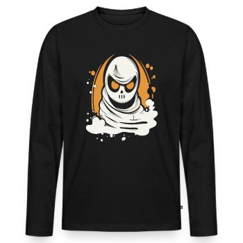 A cartoon ghost - Men's Premium Organic Long Sleeve Shirt - black - Front - Nico (187cm)