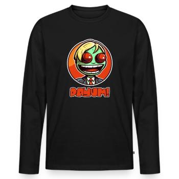 Cartoon Frog Man, Eyes Coming Out, Fucking - Men's Premium Organic Long Sleeve Shirt - black - Front - Nico (187cm)