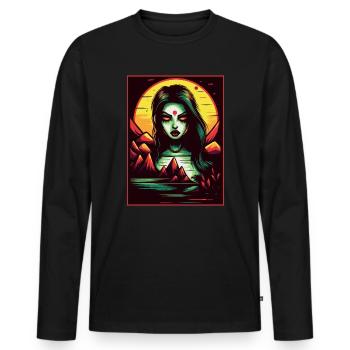 Cartoon Manga Anime Mutter Natur - Männer Premium Bio Langarmshirt - Schwarz - Vorne - Nico (187cm)
