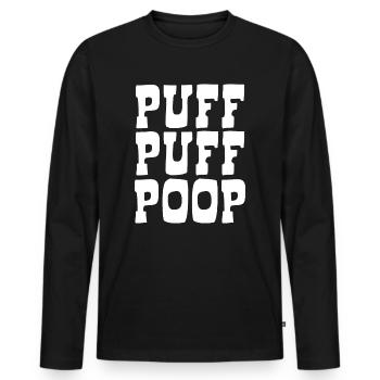 Puff Puff Poop - Kippe ziehen und kacken gehen - Männer Premium Bio Langarmshirt - Schwarz - Vorne - Nico (187cm)