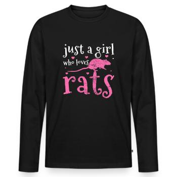 Ratten-Jahrgang Nur ein Mädchen, das Ratten liebt - Männer Premium Bio Langarmshirt - Schwarz - Vorne - Nico (187cm)