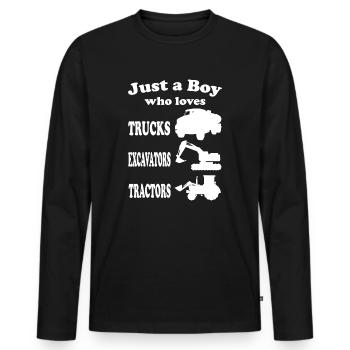 Nur ein Junge, der Lkw liebt - Männer Premium Bio Langarmshirt - Schwarz - Vorne - Nico (187cm)