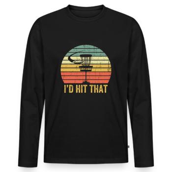J’aurais frappé ce drôle de frisbee vintage de disc golf - T-shirt manches longues Premium bio Homme - noir - Devant - Nico (187cm)