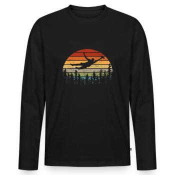 Retro Ultimate Frisbee Spieler Männer Frauen - Männer Premium Bio Langarmshirt - Schwarz - Vorne - Nico (187cm)
