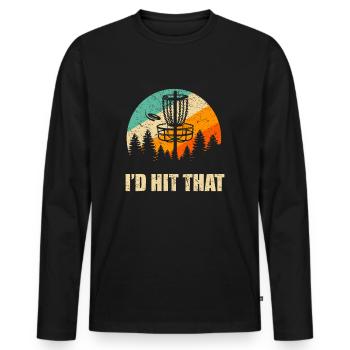 Rétro Disc Golf Sport, Frisbee Golf Vintage - T-shirt manches longues Premium bio Homme - noir - Devant - Nico (187cm)
