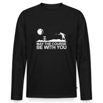 May The Course Be With You Frisbee Golf - Men's Premium Organic Long Sleeve Shirt - black - Front - Nico (187cm)