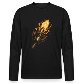 Burning Spark Plug for Car Tuning Gasoline Brothers - Men's Premium Organic Long Sleeve Shirt - black - Front - Nico (187cm)
