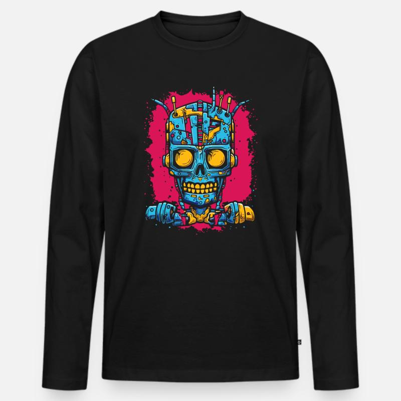 Roboter Cyborg Zombie - Männer Premium Bio Langarmshirt - Schwarz