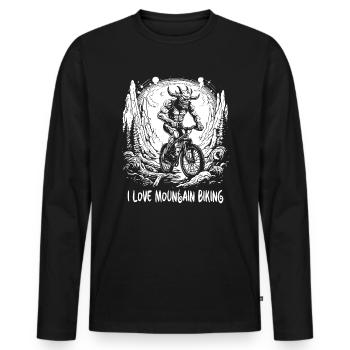 Demon Biker : J’adore le VTT - T-shirt manches longues Premium bio Homme - noir - Devant - Nico (187cm)