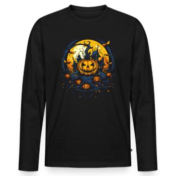 The Haunted House of the Pumpkin: Halloween - Men's Premium Organic Long Sleeve Shirt - black - Front - Nico (187cm)