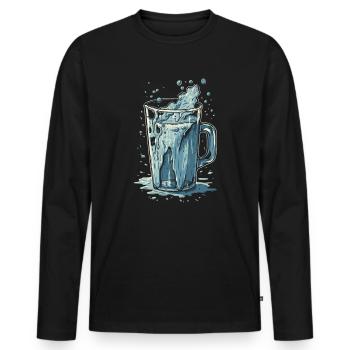 Un verre d’eau doit toujours être gratuit - T-shirt manches longues Premium bio Homme - noir - Devant - Nico (187cm)