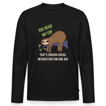 Vous avez lu mon top c’est assez d’interactions socialessi - T-shirt manches longues Premium bio Homme - noir - Devant - Nico (187cm)