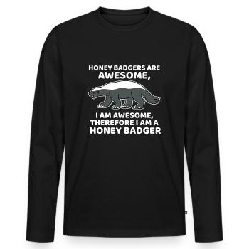 Ich bin ein Honigdachs - Männer Premium Bio Langarmshirt - Schwarz - Vorne - Nico (187cm)