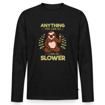 Tout ce que tu peux faire, je peux le faire plus lentement Paresseux paresseux - T-shirt manches longues Premium bio Homme - noir - Devant - Nico (187cm)