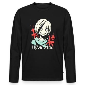 I love anime and cool girls - Men's Premium Organic Long Sleeve Shirt - black - Front - Nico (187cm)