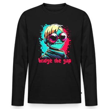 Kybernetisch: Brücke zwischen Frosch und Mensch - Männer Premium Bio Langarmshirt - Schwarz - Vorne - Nico (187cm)