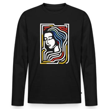 Le beau labyrinthe - T-shirt manches longues Premium bio Homme - noir - Devant - Nico (187cm)