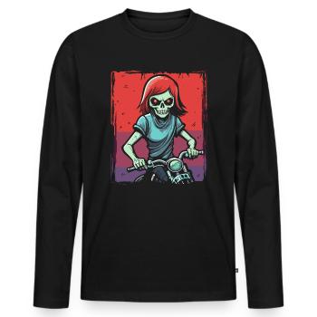 Cartoon Manga Anime Ghoul Zombie Biker - Männer Premium Bio Langarmshirt - Schwarz - Vorne - Nico (187cm)
