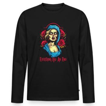 Tout a une fin, les roses et la beauté - T-shirt manches longues Premium bio Homme - noir - Devant - Nico (187cm)
