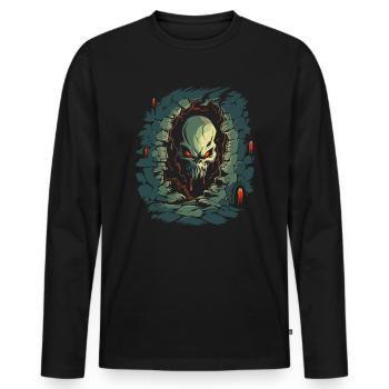 Im Kerker des Schreckens ist ein Totenkopf - Männer Premium Bio Langarmshirt - Schwarz - Vorne - Nico (187cm)