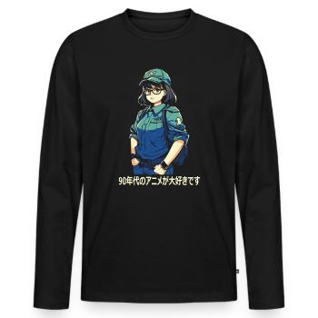 I love 90's anime - Men's Premium Organic Long Sleeve Shirt - black - Front - Nico (187cm)