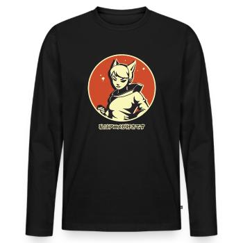 Japanisches Kanji: Ich liebe Anime - Männer Premium Bio Langarmshirt - Schwarz - Vorne - Nico (187cm)