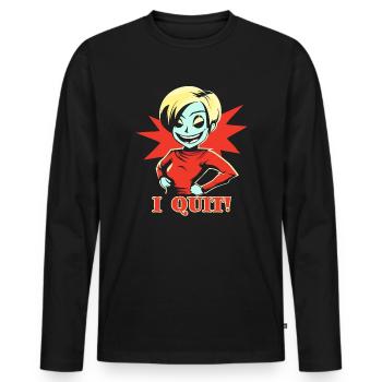 J’arrête, fille avec une attitude - T-shirt manches longues Premium bio Homme - noir - Devant - Nico (187cm)