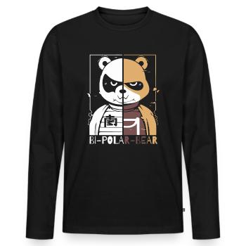 Bipolar Polar Bear or Polar Bear - Men's Premium Organic Long Sleeve Shirt - black - Front - Nico (187cm)