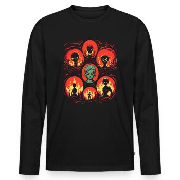 Verfluchte Totenkopf Familie der Hölle - Männer Premium Bio Langarmshirt - Schwarz - Vorne - Nico (187cm)