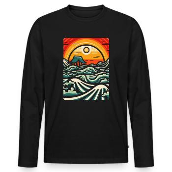 Woodcut Nature - Men's Premium Organic Long Sleeve Shirt - black - Front - Nico (187cm)