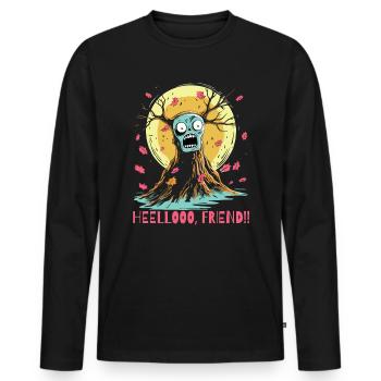 Hallo! Horror Baum Freund - Männer Premium Bio Langarmshirt - Schwarz - Vorne - Nico (187cm)