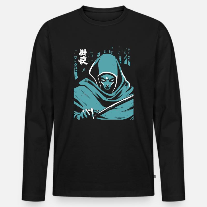 Japanischer Horror Geist - Männer Premium Bio Langarmshirt - Schwarz