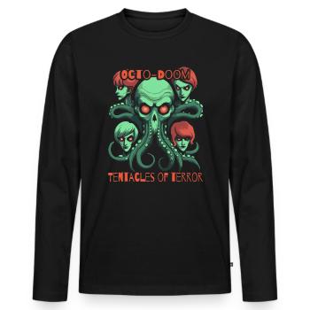 Tentacules de la terreur : Crâne de pieuvre - T-shirt manches longues Premium bio Homme - noir - Devant - Nico (187cm)
