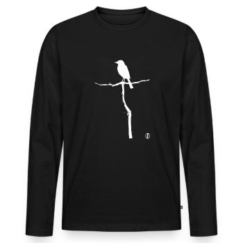 Vogel auf einem Ast - Männer Premium Bio Langarmshirt - Schwarz - Vorne - Nico (187cm)