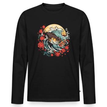 Comme un poisson dans la mer - T-shirt manches longues Premium bio Homme - noir - Devant - Nico (187cm)